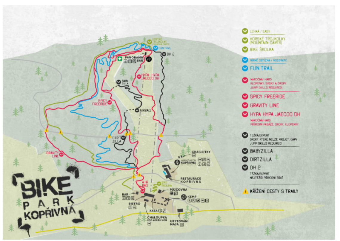 Mapa Bikeparku Kopřivnice